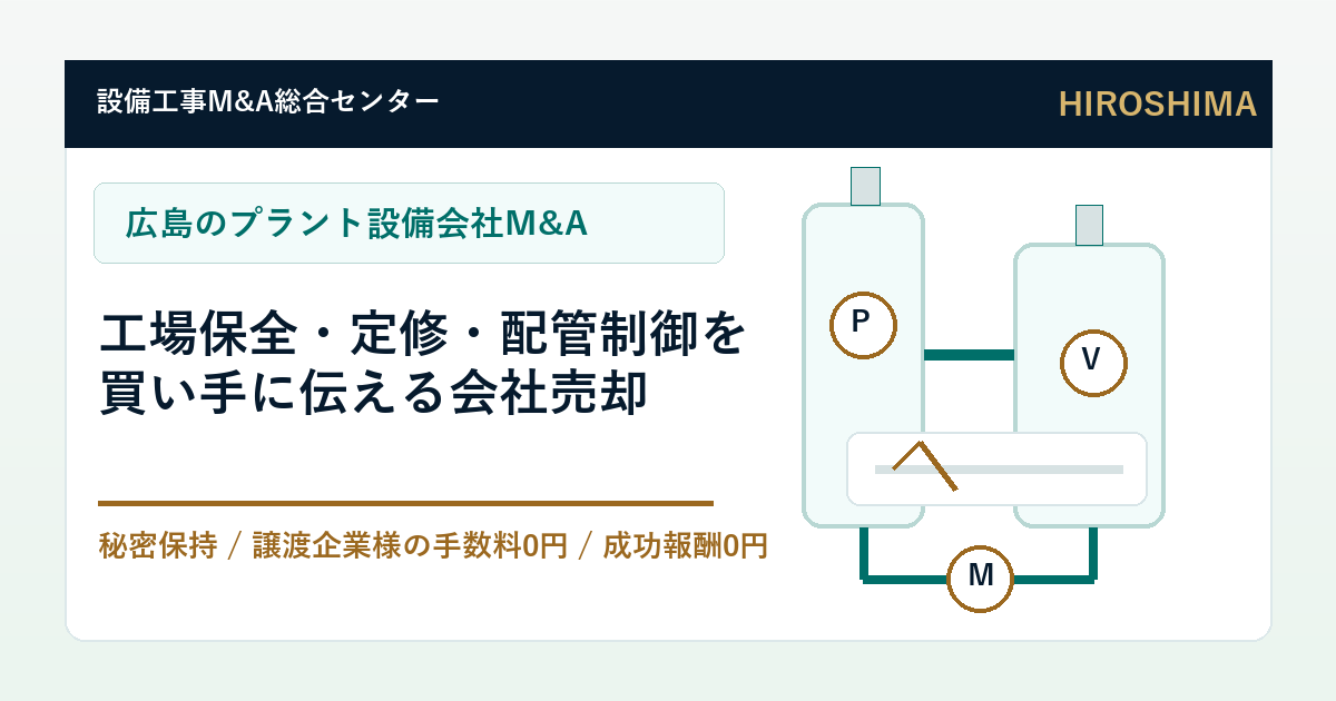 広島のプラント設備会社M&Aで工場保全体制と事業承継の論点を整理するアイキャッチ